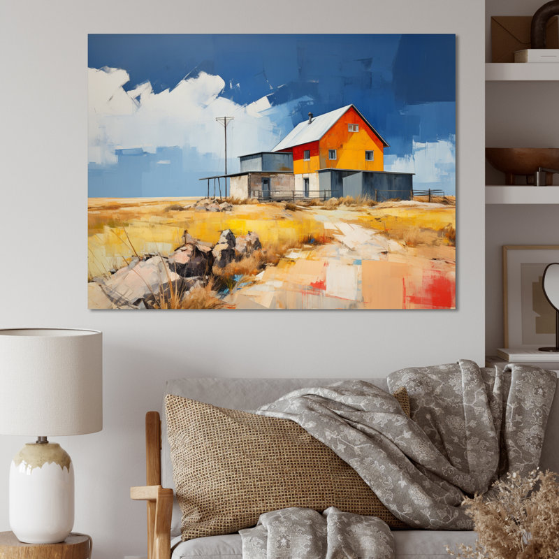 Mariele " Farmhouse Farmstead Abstraction II ", Toile tendue, H 34 po x l 44 po x P 1,5 po