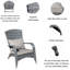 Chaise de patio avec coussins gris, assemblage extérieur en tissu aquatique facile à assembler