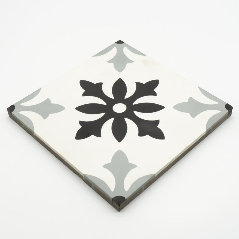 Azrou 8 in. x 8 in. Tile, Black/White/Gray
