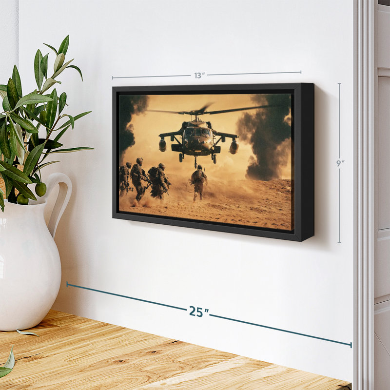 Militaire «Art mural héliport», H 9 po x l 13 po