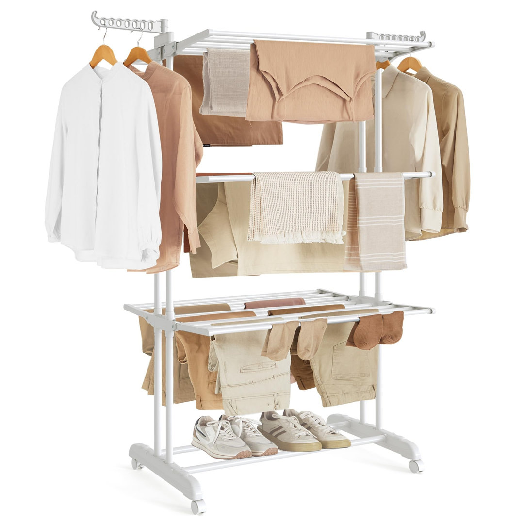 Large Clothes Airer, Foldable Clothes Drying Rack Laundry 4-Tier