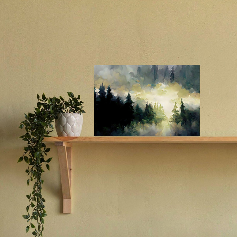 «Mystical Golden Lgiht Forest», art mural contemporain abstrait