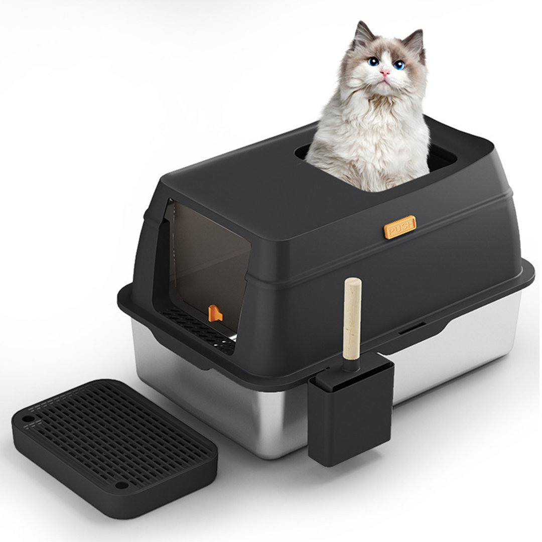 Cat Litter Box with Litter Scoop and Filter Pedal