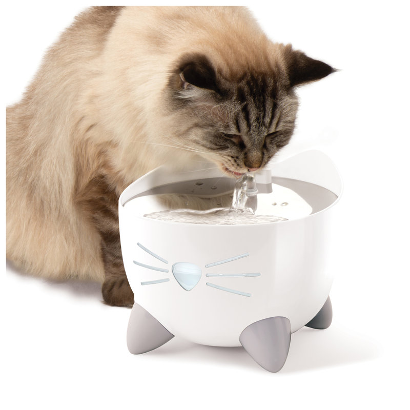 Smart White and Gray Stainless Steel Cat Water Fountain
