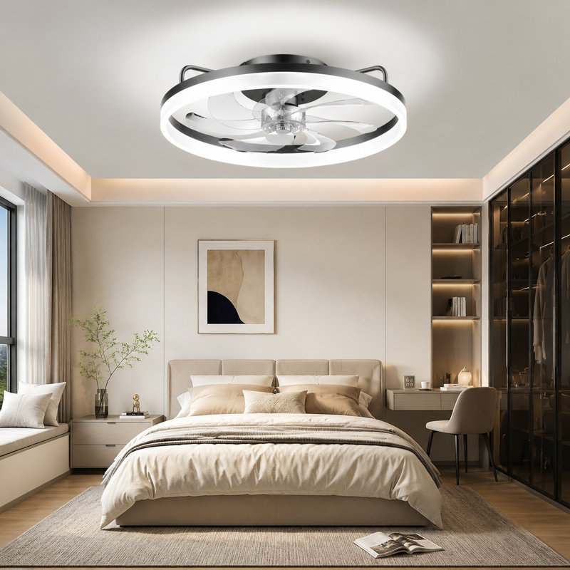 Ventilateurs de plafond 20 po avec lumières et télécommande, profil bas Fandelier
