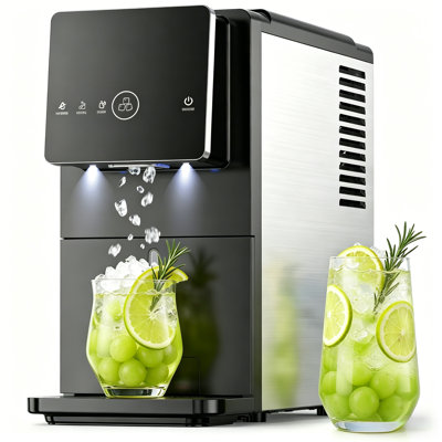 33 Lbs/Day Countertop Nugget Ice Maker, Portable Self-Cleaning, Auto Lighting & Measured Dispensing, Ice Full Minder For Home Kitchen Office Black