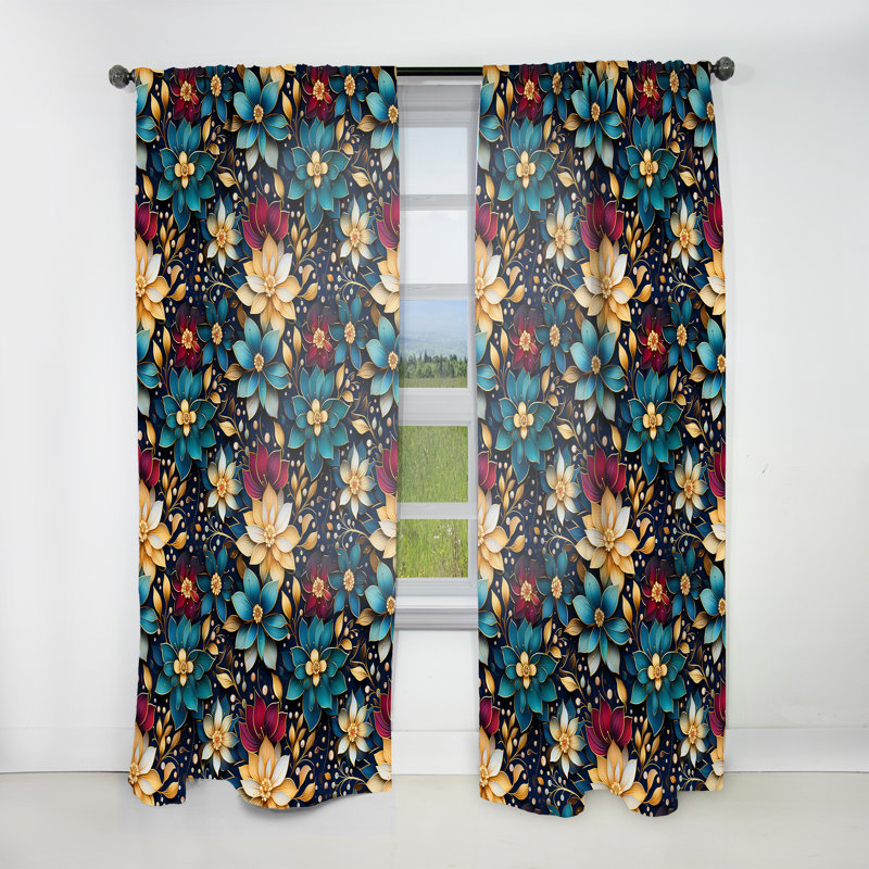 Motif marocain Boho Motif IV - Rideau floral - Rideau floral obscurcissant - 1 panneaux, L 52 po x L 84 po
