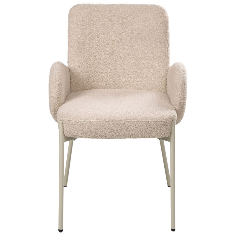 50cm H Boucle Upholstered Upholstered Back Armchair in Beige
