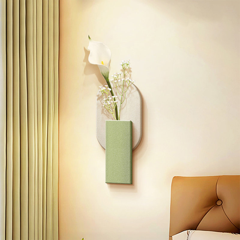 Peinture tridimensionnelle en grès, plante verte, peinture décorative pour chambre à coucher, Vert