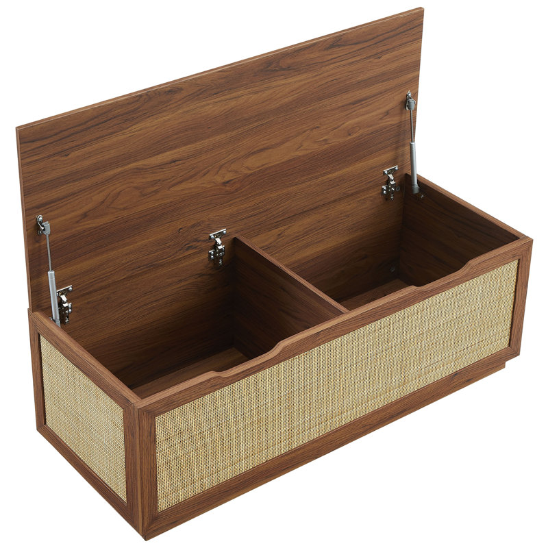 Banc de rangement en rotin Soma, Noyer