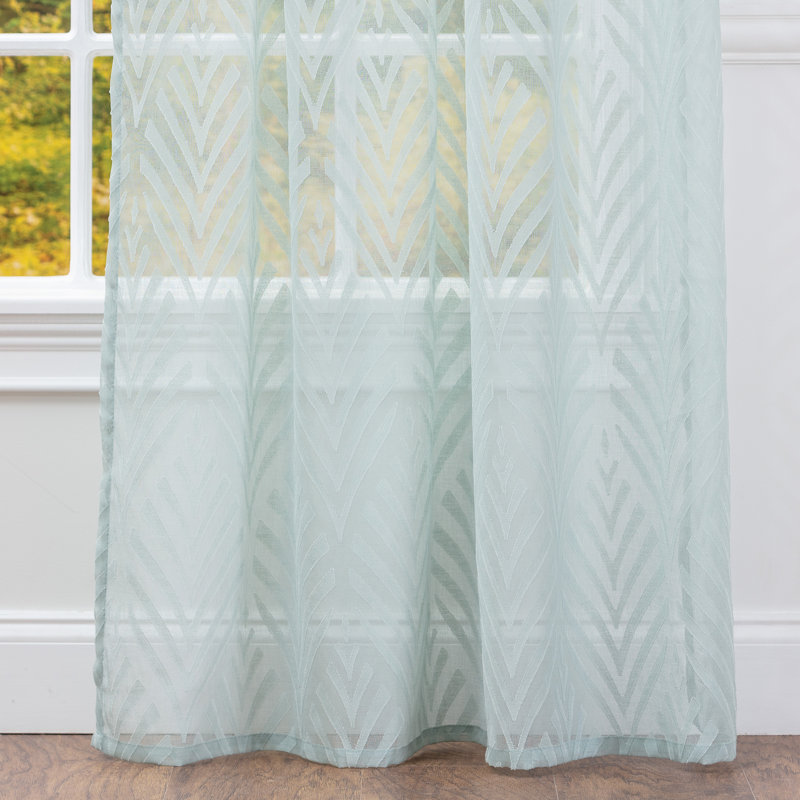 Craigmont Polyester Floral Semi Sheer Rod Pocket Curtain Panel Set, 52" W x 63" L, Sage