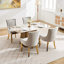 Chaises de salle à manger en chenille beige, de 2, de conception américaine, avec structure en une pièce et 2 de tissu texturé-949322029
