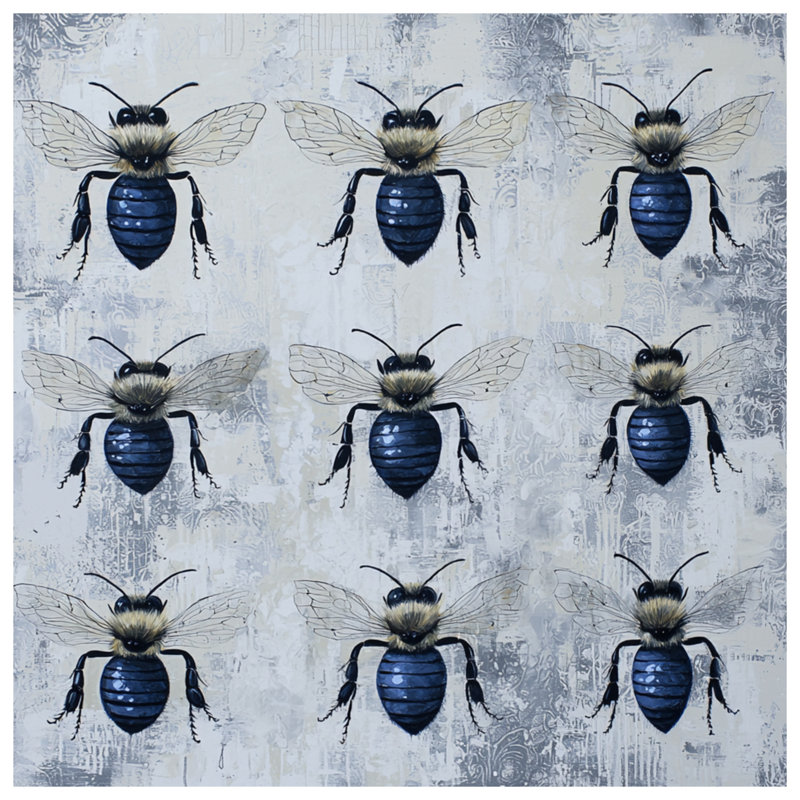 Rideaux de fenêtre Blue Honey Bees, 50 po x 92 po - 1 panneau, Transparent