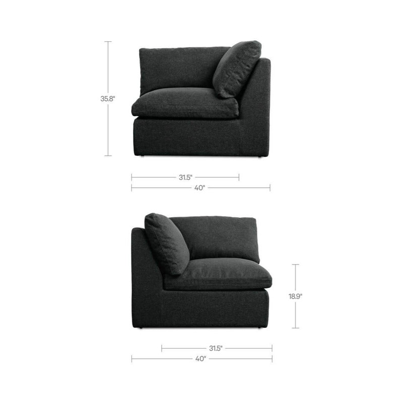 Miles Outdoor Corner Speckled Charcoal, Charcoal