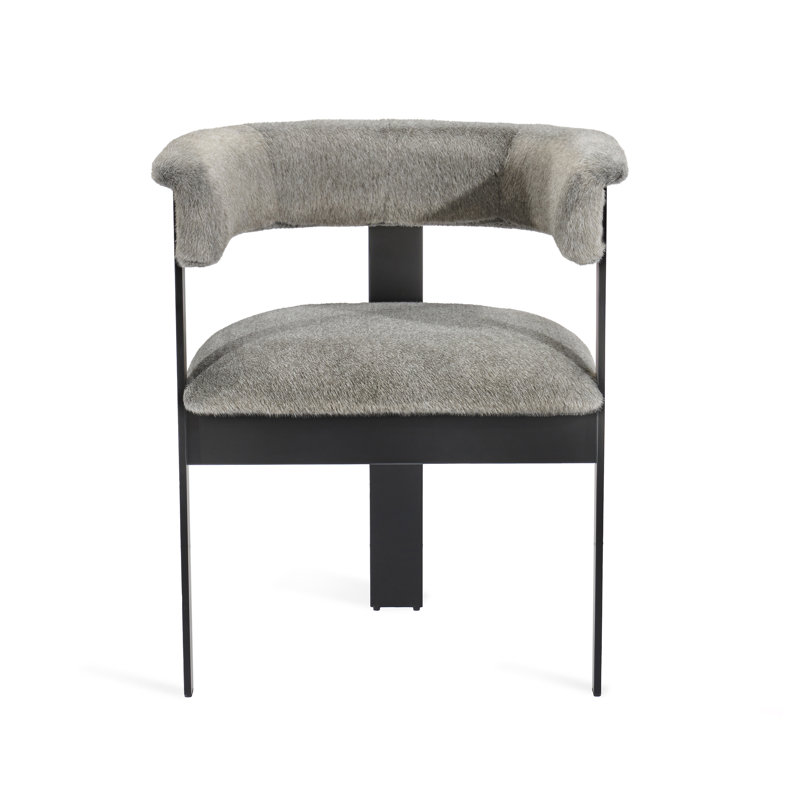 Darcy 19'' H Faux Fux Upholstered Armchair, Pewter