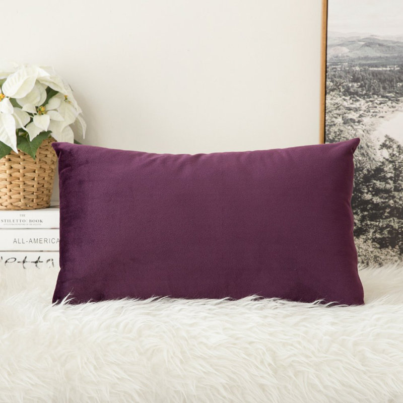 Solid Velvet Reversible Pillow Cover, Purple, 12"H x 20"W