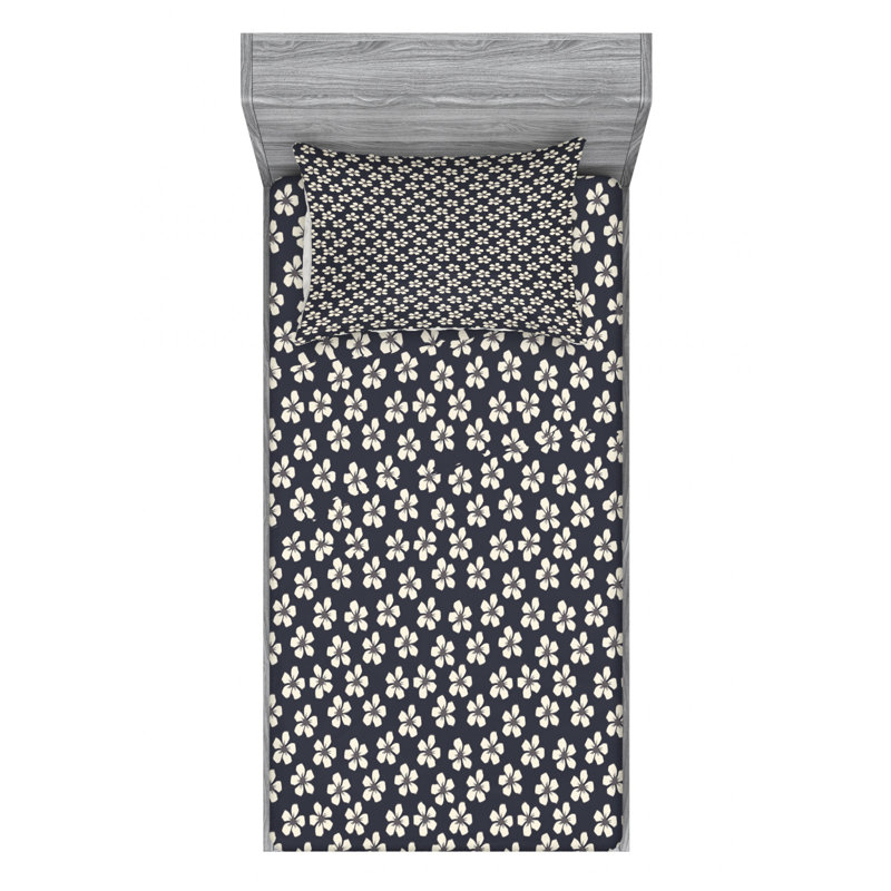 Ensemble de draps à motif floral, Ensemble de draps pour lit simple avec drap-housse