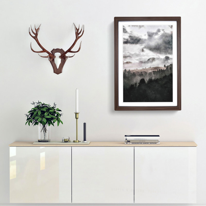 Mist over Wurzjoch in Italy - Picture Frame Painting Print, Walnut Framed, 87cm H x 62cm W x 2cm D