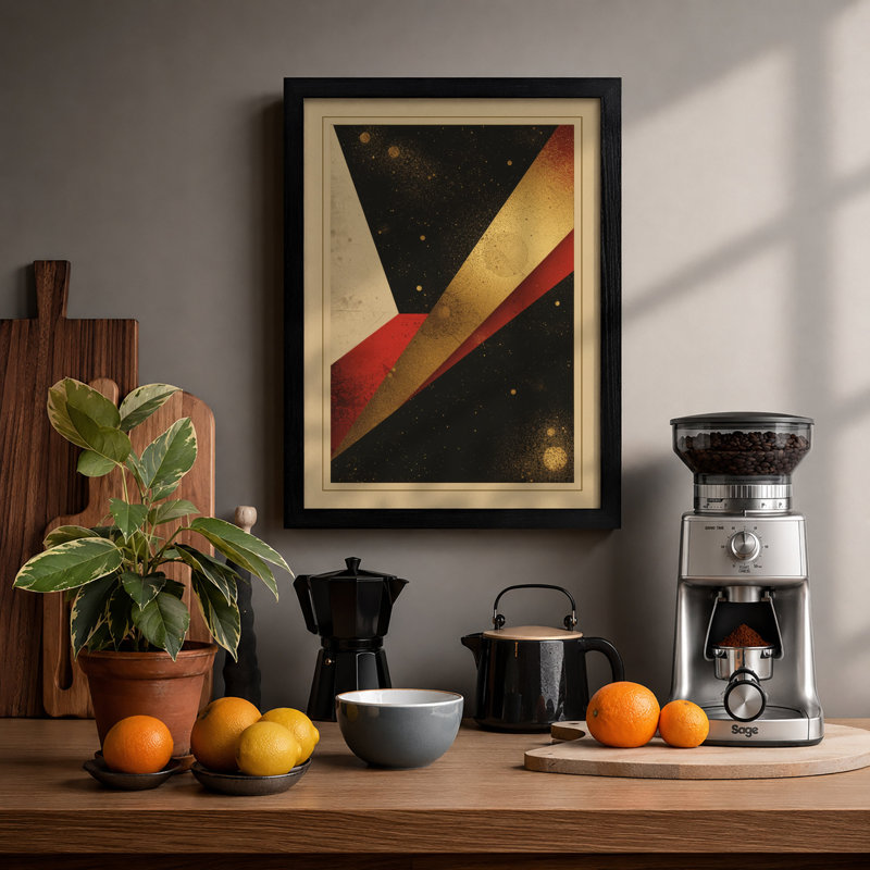 Celestial Geometry Art Deco - Framed Print, A4 - 29.7 x 21.0 cm, Black