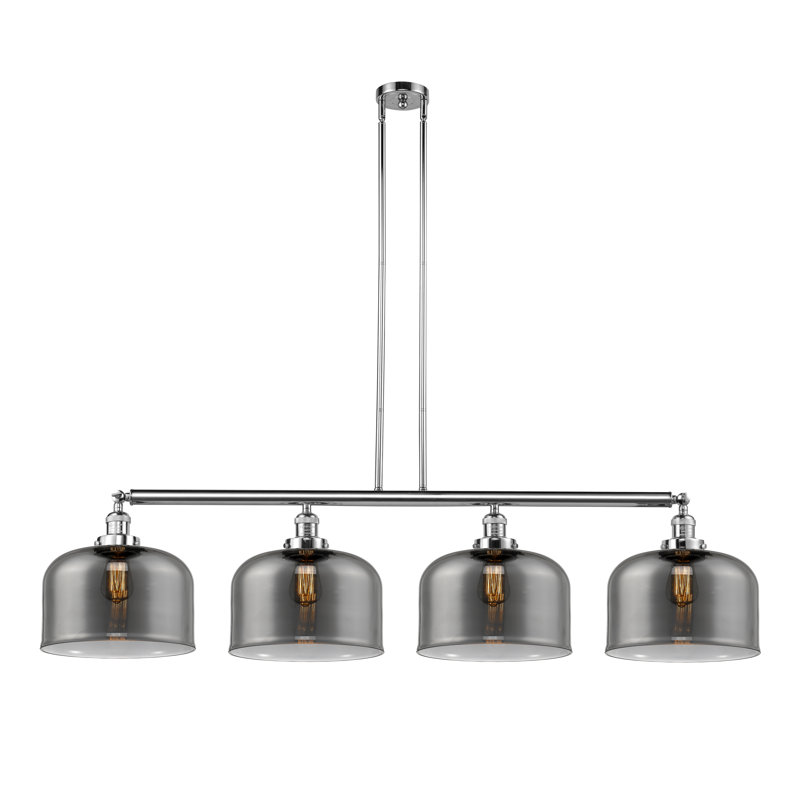 Barahona 4 - Light Kitchen Island Pendant, No Bulb Included, Plated Smoke, Polished Chrome