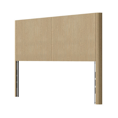 Modern Wooden Headboard With Arched Corrugated, Fits Queen Size Beds, Vertical Grain Design, Farmhouse & Vintage Style, Easy Assembly, Oak