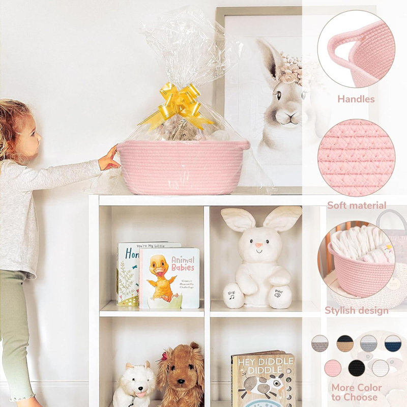 Woven Basket For Gifting Storage Bins For Toys Baby Gift Baskets For Nursery Rope Basket For Gifts Decorative Baskets With Handles