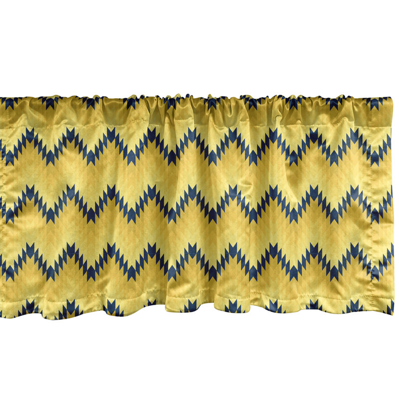 Ambesonne Ambesonne Abstract Valance Pack of 2 Modern Altered Chevron Night Blue Mustard
