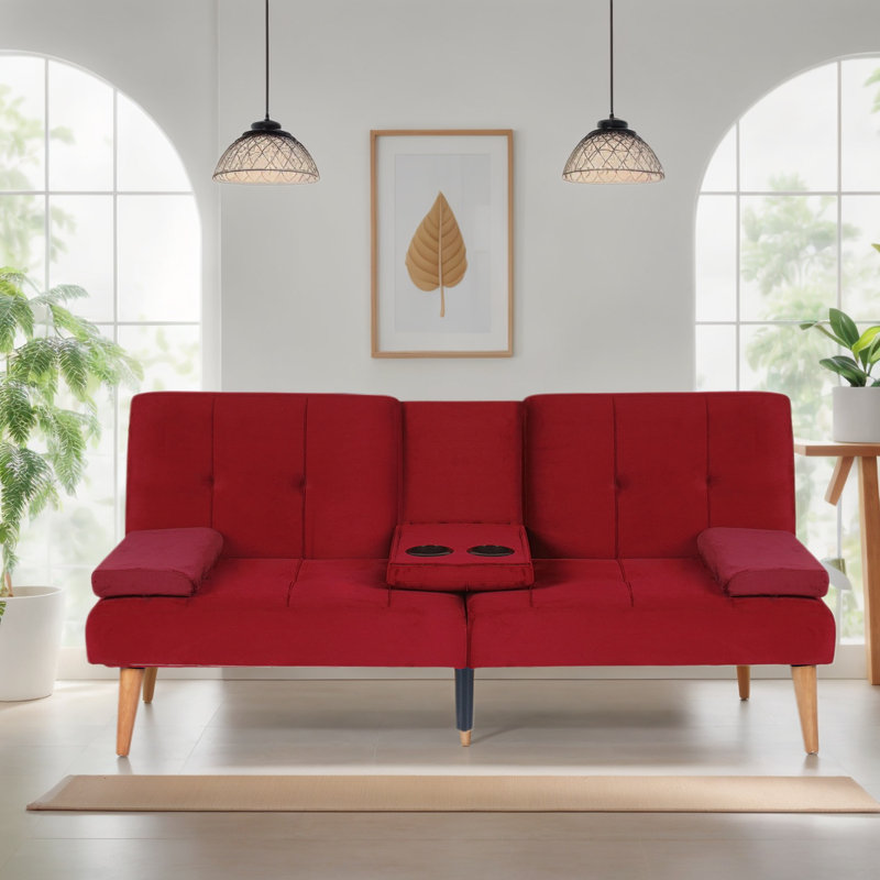 Krystel Fabric 65.35'' Reception Loveseat, Wine Red