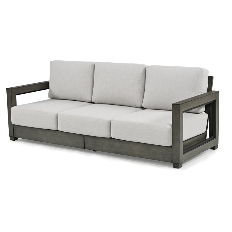 1-Piece Aluminum 3-Person Patio Sofa Chair with Hand-painted Frame and Cushions