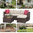 5-Piece Rattan Patio Sectional Set with Cushions & Glass Table, Brown/White-1659509576-1659509589