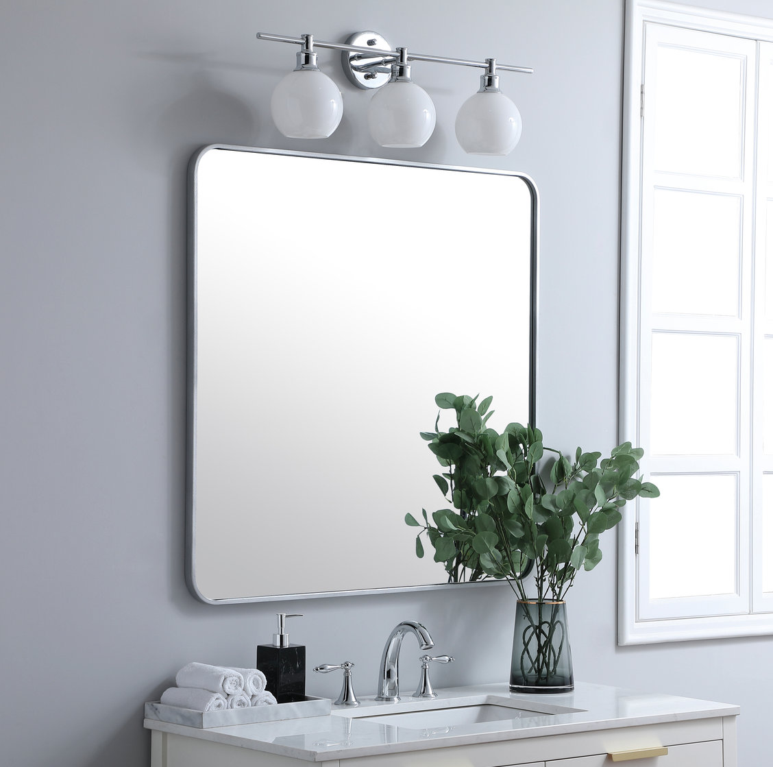 Sabine Accent Mirror, Silver, 36" x 36"
