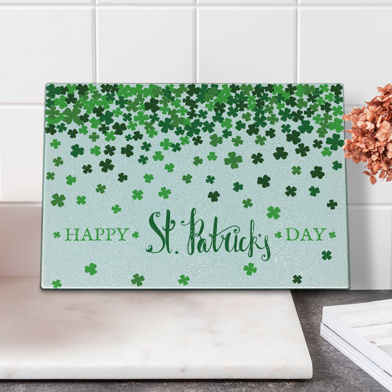 Planche à découper en verre trempé Ambesonne Clover Shamrock Emerald Fern Green