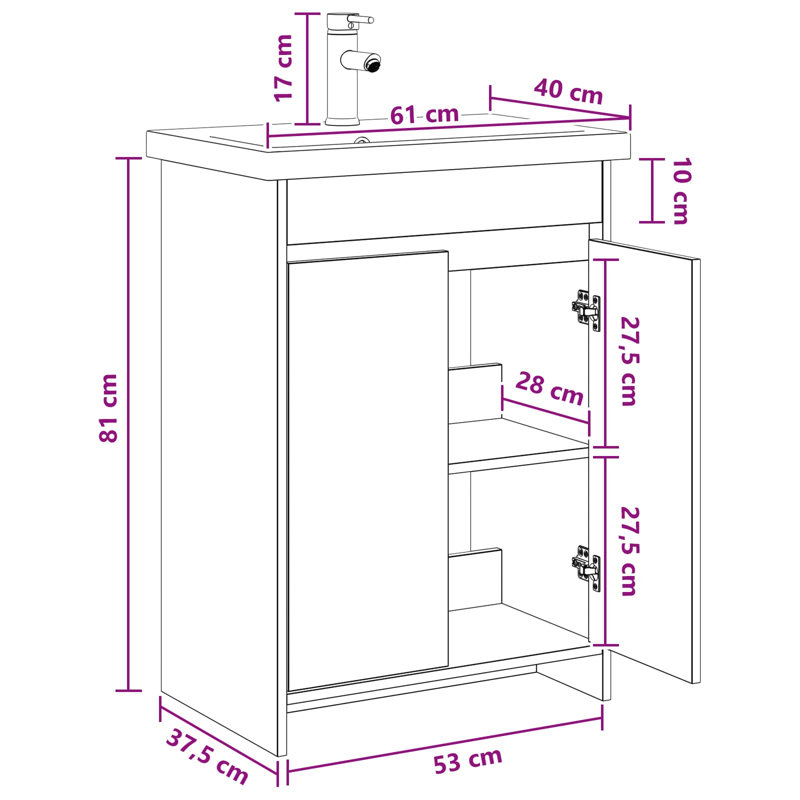 Vanity & Mirror Set, Concrete Grey