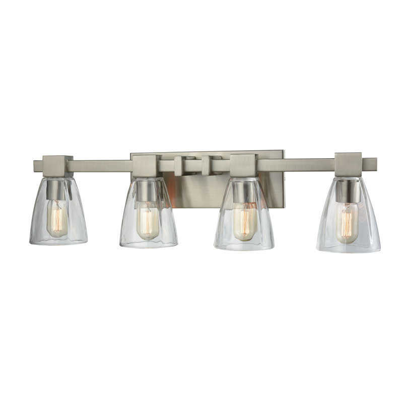 Éclairage pour salle de bain 4 lumières Ensley 28 po - Nickel satiné, H 8 po x l 28 po x P 7 po, Quatre lumières