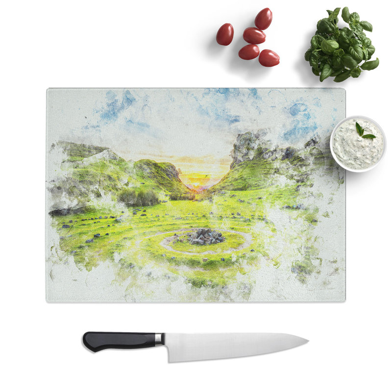 Tempered Glass Fairy Glen at the Isle of Skye Chopping Board, 20 cm x 28.5 cm