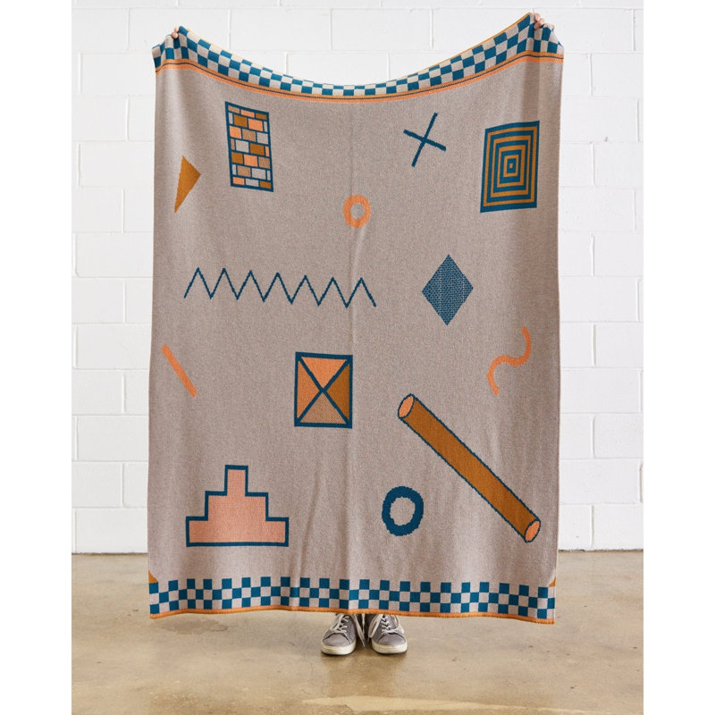 Shapes Throw Blanket, Sondary, Merino Wool