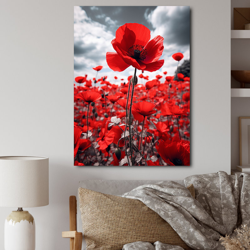 Weixel Flower Field Scarlet Symphony I - impression, H 20 po x l 12 po x P 1 po, Toile tendue
