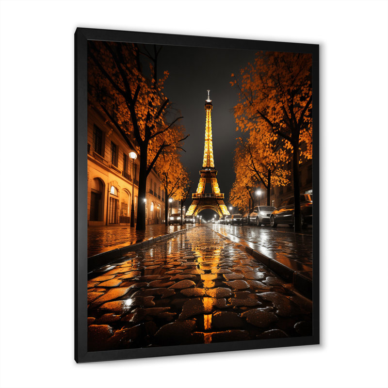 Laurentien " France Eternal Eiffel I ", Black Picture Framed, 44" H x 34" W x 1.5" D