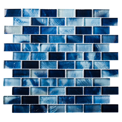 Bluz 1 po x 2 po Carrelage mosaïque en verre brillant pour mur et plancher aspect brique