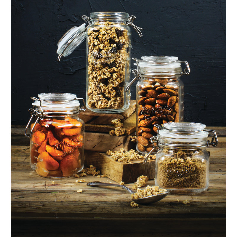 Vintage Storage Jars Glass Canister - Set of 4, 13.25" H x 7.87" W x 4.37" D