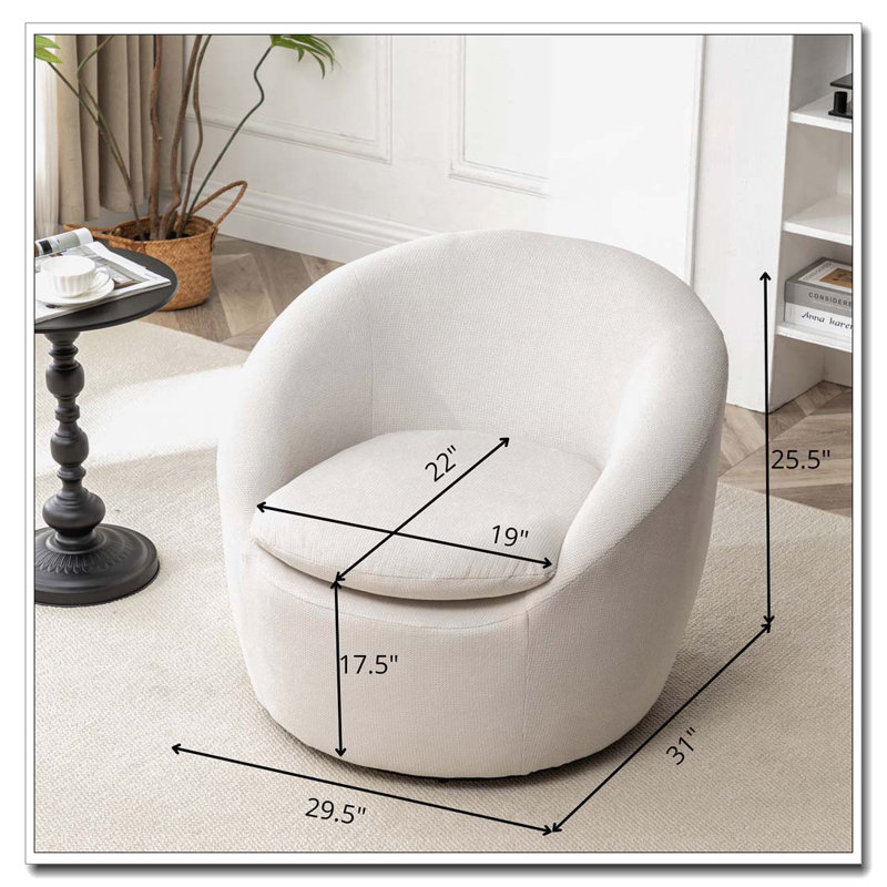 Fauteuil demi-tonneau, pivotant à 360 °, Beige