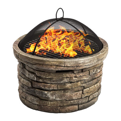 Majestic Garden & Patio Heater Fire Pit Brazier And Barbecue With Eco-Stone Finish