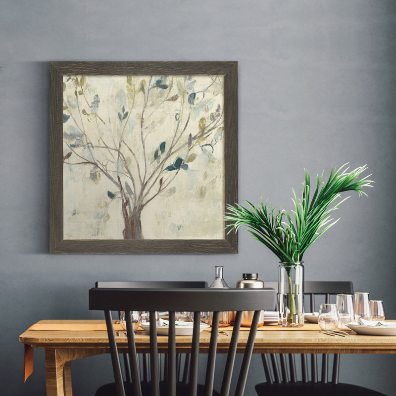Arbre de bleu II, reproduction d’art encadrée, H 31,5 po x l 31,5 po x P 1,5 po, Pas de tapis, Toile avec cadre gris
