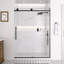 Mortix 54 po X P 74 po H Porte de douche coulissante simple sans cadre en noir mat avec transparent 5/16 po Verre