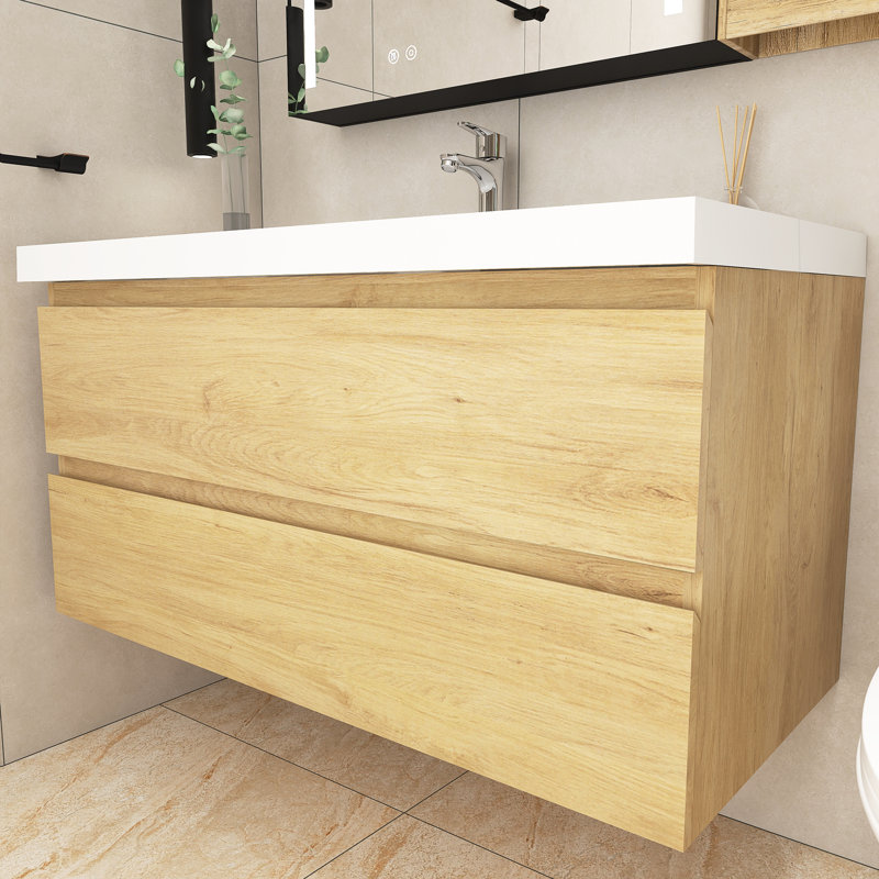Meuble-lavabo simple 41,93 po avec plateau en résine Bivan, Brun