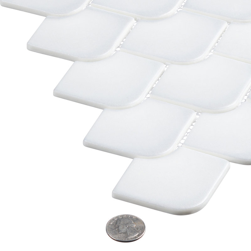 Scala Nami 2 po x 3 po Carrelage mosaïque mural en verre satiné, Blanc