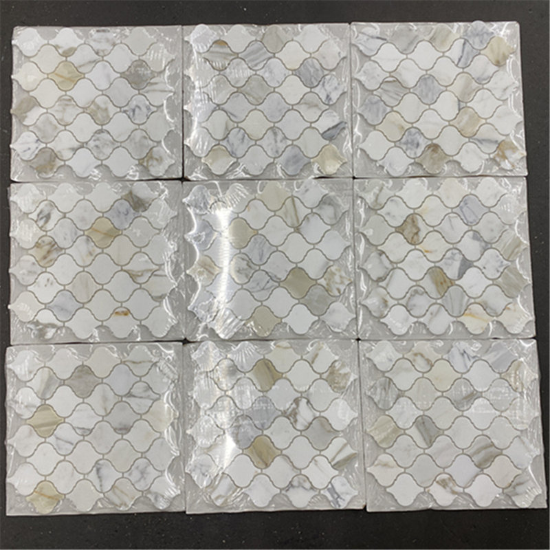 Calacatta 12" x 12" Marble Mosaic Tile, White/Gray