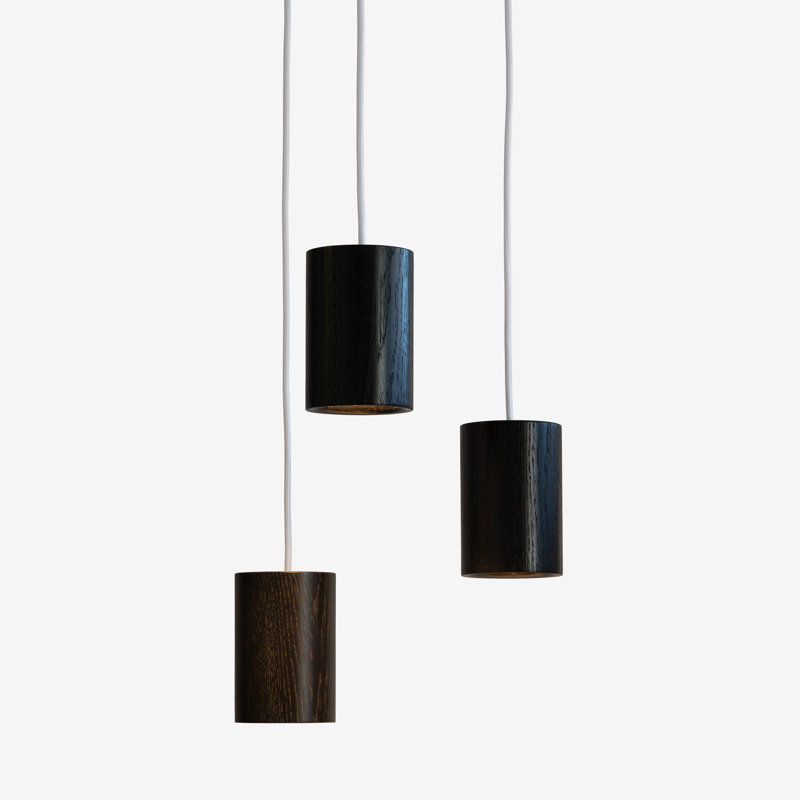 Solid 3 - Light Pendant, Black Stained Oak, 83.86" H x 4.33" W x 4.33" D