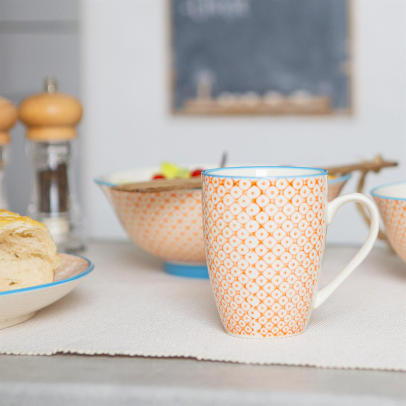 Nicola Spring 24 Piece Hand-Printed Dinner Set - Orange