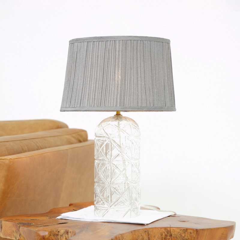 Lampe de table Luxora dorée - transparente et grise